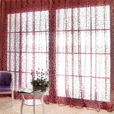 Fashion Floral Tulle Voile Door Window Curtains Drape Panel Sheer Scarf Valances Hot