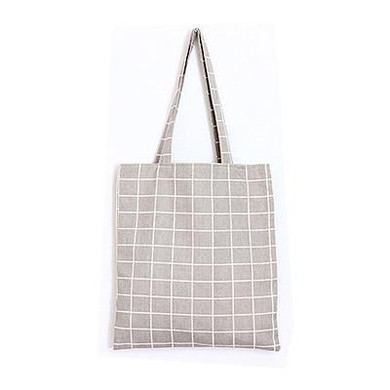 Fashion Female Canvas Beach Bag Plaid Casual Tote Women Canvas Handbag Daily Use Single Shoulder Shopping Bags
