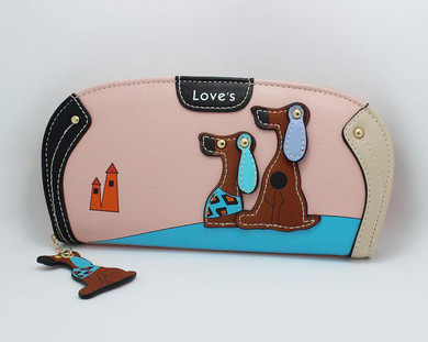 Fashion Cute Long Wallet Women PU Leather Cartoon Dog Wallets Lady Clutch 6 Colors Puppy Zipper Card Holder Female Change Purses