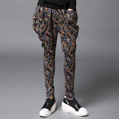 2017 New Casual Pant Men Women Hip Hop Printed Harem Pants Drop Crotch Sweatpants Male Fashion Plates Trousers Slacks A333
