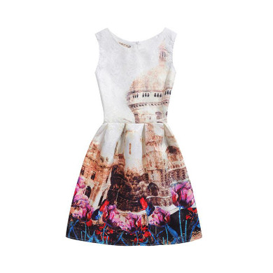 2017 New Brand Spring Summer Plus Size Women Print Floral Vest Dress O Neck Sleeveless A Line Party Fashion Dresses Vestidos