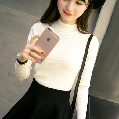 2017 New Brand Spring Autumn Fashion Women sweater tight Solid Turtleneck sweater women slim Knitted Pullovers Female Plus Size