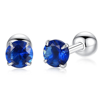 Sterling Silver  Zircon Crystal Stud  Earring