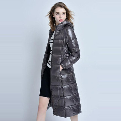 2017 New Brand Ladies Winter Warm Coat Plus Size Ultra Light Long White Duck Down Jacket Women Hooded Jackets Outwear BN795