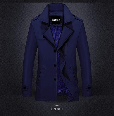 Batmo 2017 new winter wram trench coat Men single Breasted Trench Coat Men Outerwear Casual Coat Men's Jacket Windbreaker
