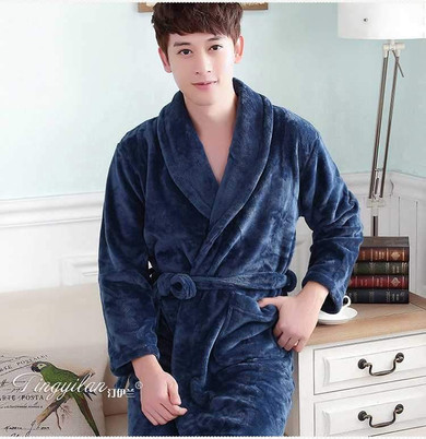 Bath Robe Male Flannel Nightgowns Spa Warm Bathrobe Men Soft Robe Man Long Sleeve Kimono Homewear Robes
