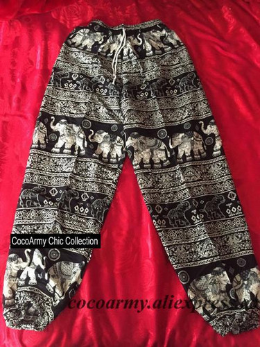 Baroque Gothic Elephant Thailand Indian Elastic Waist Harem Wide Leg Pants Bloomers Pant Summer Trouser Pantalon deporte ioga