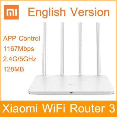 Original Xiaomi WIFI Router 3 English Version 1167Mbps WiFi Repeater 2.4G/5GHz 128MB Dual Band APP Control WiFi Wireless Routers