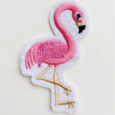 Pink Flamingo Bird Animal Iron-On Patch Embroidered Applique Sewing Patch Clothes Stickers Garment DIY