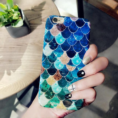 Pink Cute 3D Colorful Fish Scales Phone Cases For Apple iPhone 6 Case 6S Plus Hard Back Cover Coque For iPhone 6 7 6S Plus Shell