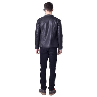 Factory Vegetable Tanned Goat Leather Jacket Men Genuine Leather Jacket Brand Casual Black Soft Mens Leather Coat Autumn ZH050