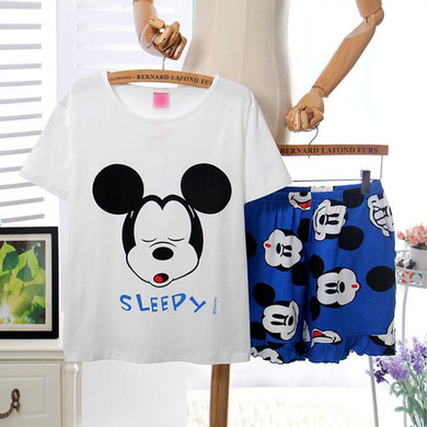 Factory wholesale 2017 New Short Sleeve ladies pajamas lovely sweet print navel home pyjamas girl loose sleepwear suit Factory wholesale 2017 New Short Sleeve ladies pajamas lovely sweet print navel home pyjamas girl loose sleepwear suit