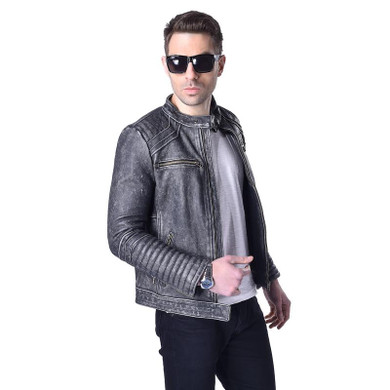 Factory Vintage Skull Leather Motorcycle Jacket Men 100% Cowhide Genuine Leather Coat Men's Motor Biker Leather Jackets ZH084