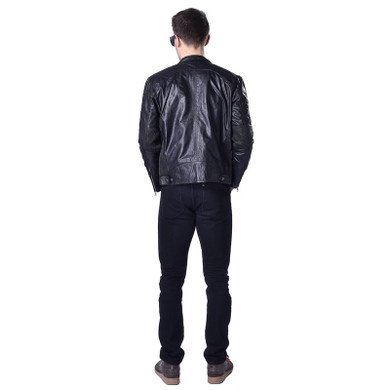 Factory Men Leather Jacket 100% Vegetable Tanned Sheepskin Black Slim Male Genuine Leather Jacket Men Leather Coat Autumn ZH027