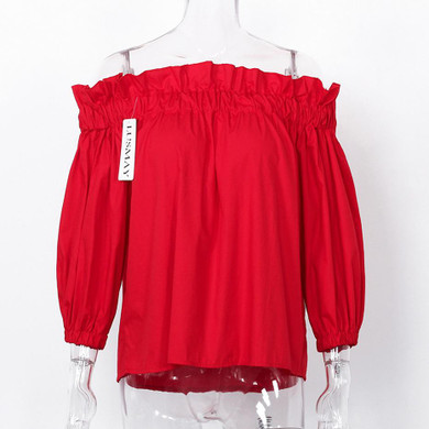 Off Shoulder Tops Women Spring 2018 Fashion Casual Slash Neck Blouse White Black Red Lantern Sleeve Loose Ruffle Blouses Womens Off Shoulder Tops Women Spring 2018 Fashion Casual Slash Neck Blouse White Black Red Lantern Sleeve Loose Ruffle Blouses Womens