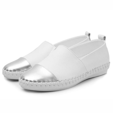 O16U Women Espadrilles flats casual shoes leather slip on ballet ladies moccasins Breathable White Black Female loafers shoes