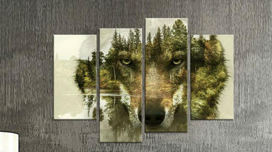 newest 4 panels unframed wall paintings wolf designs Modern canvas paintings for living room wall art pictures