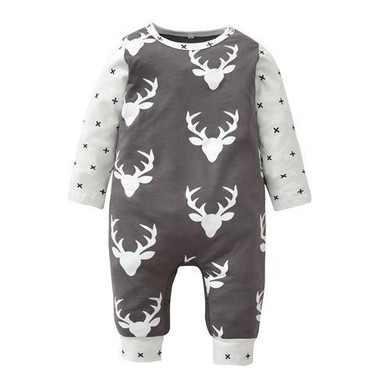 Newborn Xmas Baby Rompers Cotton Long Sleeve Deer Printing Toddler Jumpsuit Infant Christmas Clothes Baby Boys Girls Clothing