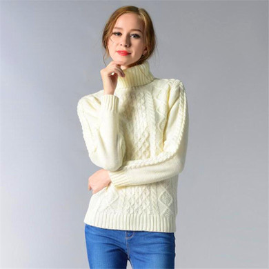 New Women's Pure Color Thick High-necked Knit Sweater Fashion Turtleneck Long-sleeved Shirt Pullovers Sweater For Female Winter