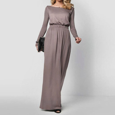 New Arrival Elegant Maxi Dress Women Long Sleeve Retro Slash Neck Spring Autumn High Waist Long Party Gown Dresses Vestidos
