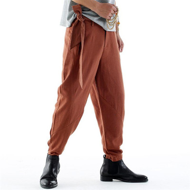 New Arrival Chinese Style KUNG FU Men Harem Pant Casual Ankle-Length Pants Autumn Solid Cotton Male Harem Pants 5 Colors M-4XL
