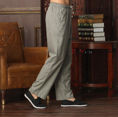 New Arrival Chinese Men's Kung Fu Trousers Cotton Linen Kung Fu Pant Tai Chi Pants Wu Shu Pants Size M L XL XXL XXXL W38