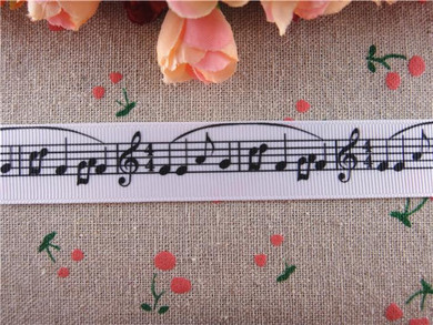 New arrival 7/8" 22mm musical note printed grosgrain ribbons hair accessories 5 yards 14122324