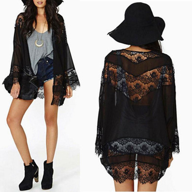 New Brand 2018 Womens Casual Vintage Boho Kimono Cardigan Lace Crochet Chiffon Loose Outwear Blouse Tops Plus Size S-5XL