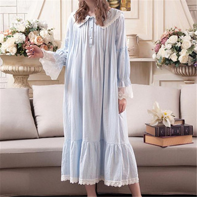 New Arrivals Vintage Nightgowns Sleepshirts Elegant Home Dress Lace Sleepwear Women Sleep & Lounge Soft Cotton Nightgown #H183