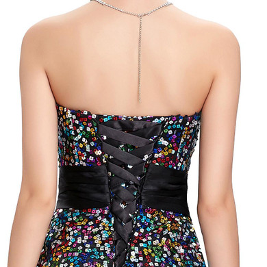 Grace Karin Colorful Sequins Black Mermaid Evening Dress 2017 Tulle Peacock Dress Formal Party Gowns vestido de festa longo 6026