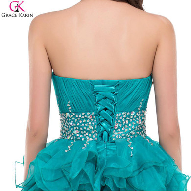 Grace Karin Cocktail Dresses 2017 New Short Turquoise Prom Party Dresses Ball Gowns Robe De Cocktail Special Occasion Dress 6177