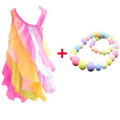 V-TREE Summer 2017 dresses for girls fashion children's rainbow dress lace kids dresses for girls baby sundress