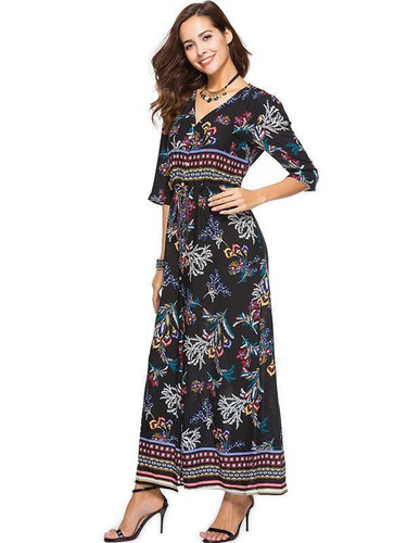 V-neck Split-side Bohemia Dress