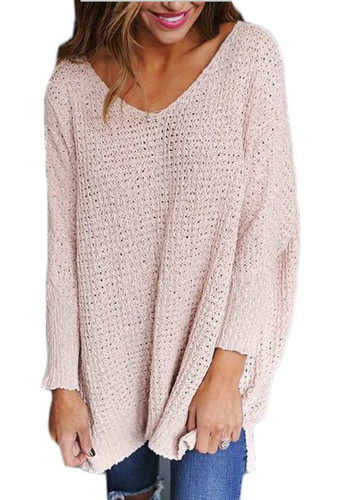 V-Neck Knitting Sweaters Autumn Women Pullovers 2017 Casual Loose Sweater Tops Winter Femme Oversized Solid Long Shirts GV961