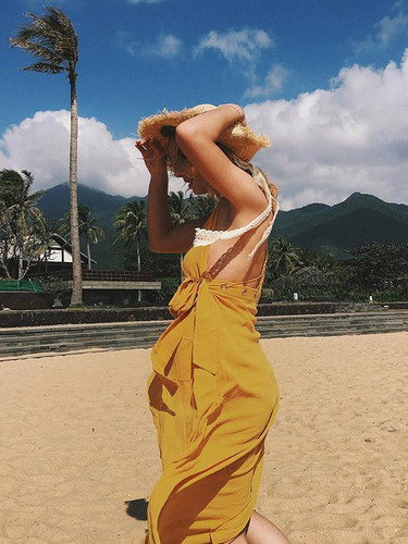 V-neck Backless Split-side Maxi Dress V-neck Backless Split-side Maxi Dress