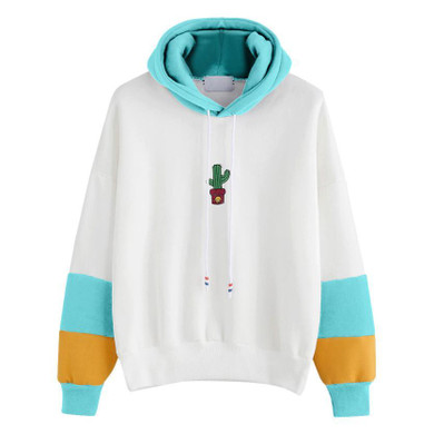 Cactus Kawaii Clothing Striped Pullover Woman Hoodies Loose Sweatshirt 2017 New Brands Design Harajuku Hoodies Hoddie#121