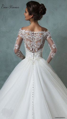 C.V Vestido De Novia 2017 Cheap Lace Wedding Dress Long Sleeve Fall Winter Bridal Gowns Plus Size Sexy Vintage Robe De Mariage