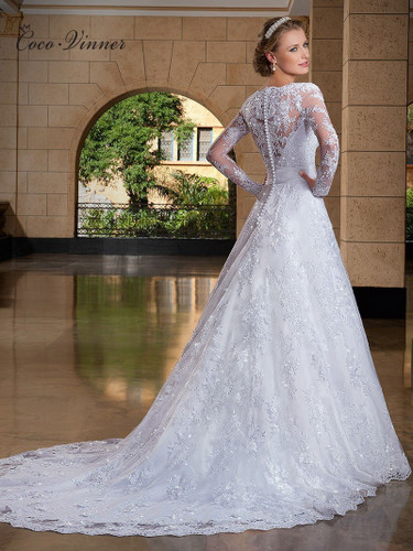 C.V Long Sleeve Elegant Wedding Dress A line Vestido De Noiva Plus Size Appliques Mariage wedding dress 2017 Robe De Mariee