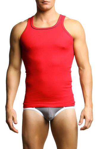 C-IN2  Blaze Red Pop Color Square Neck Tank