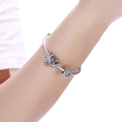 DIY Charm 925 Sterling Silver Red Heart-shaped Charm Beads For Bracelet