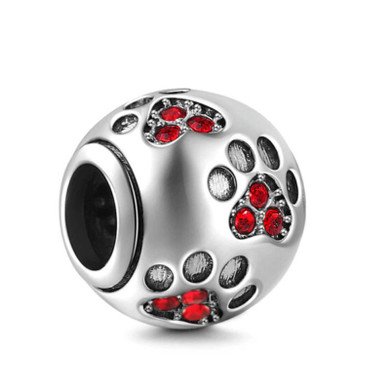 DIY Charm Created Diamond Multicolor Cat Paw Print Beads For Bracelet