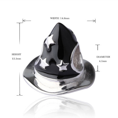 DIY Charm 925 Sterling Silver Epoxy Hamlet Magic Hat Beads For Bracelet