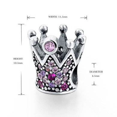 DIY Charm Multi-color Created Diamond Crown Beads Charm For Bracelet