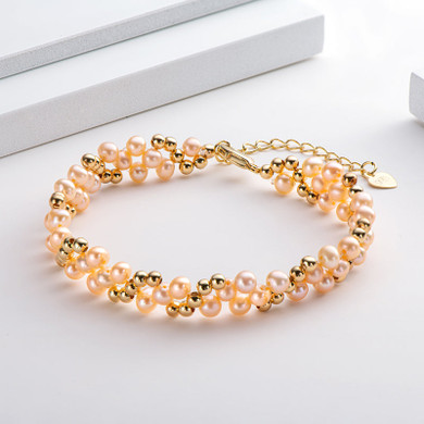 Pink/Purple Natural Cultured Freshwater Pearl Bracelet