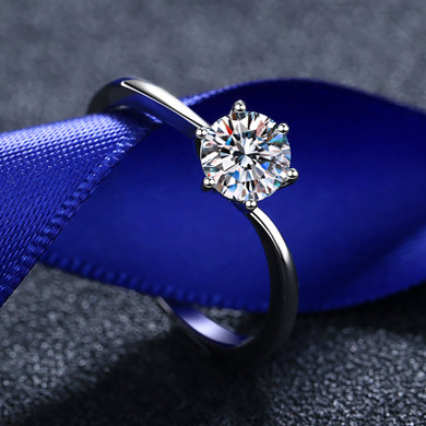 Round Cut Moissanite Diamond Classic Solitaire Ring