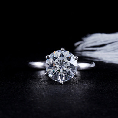 14K/18K Gold Round Cut 3ct Moissanite Diamond Classic Ring