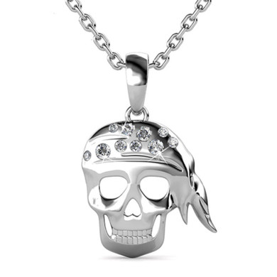 Round Created Diamond Skull Pendant Necklace