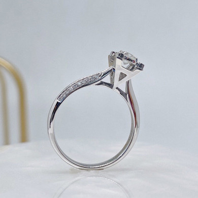 18K Gold Round cut Natural Diamond 0.2 Carat Letters Classic Ring
