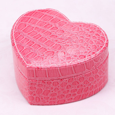 Leather Crocodile Pattern Heart-shaped Double-layer Jewelry Storage Box