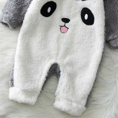 Baby Unisex Panda Furry Long Sleeve Cute Romper Baby Wholesale Clothes